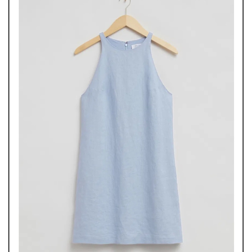 & Other Stories Light Blue Linen Midi Dress